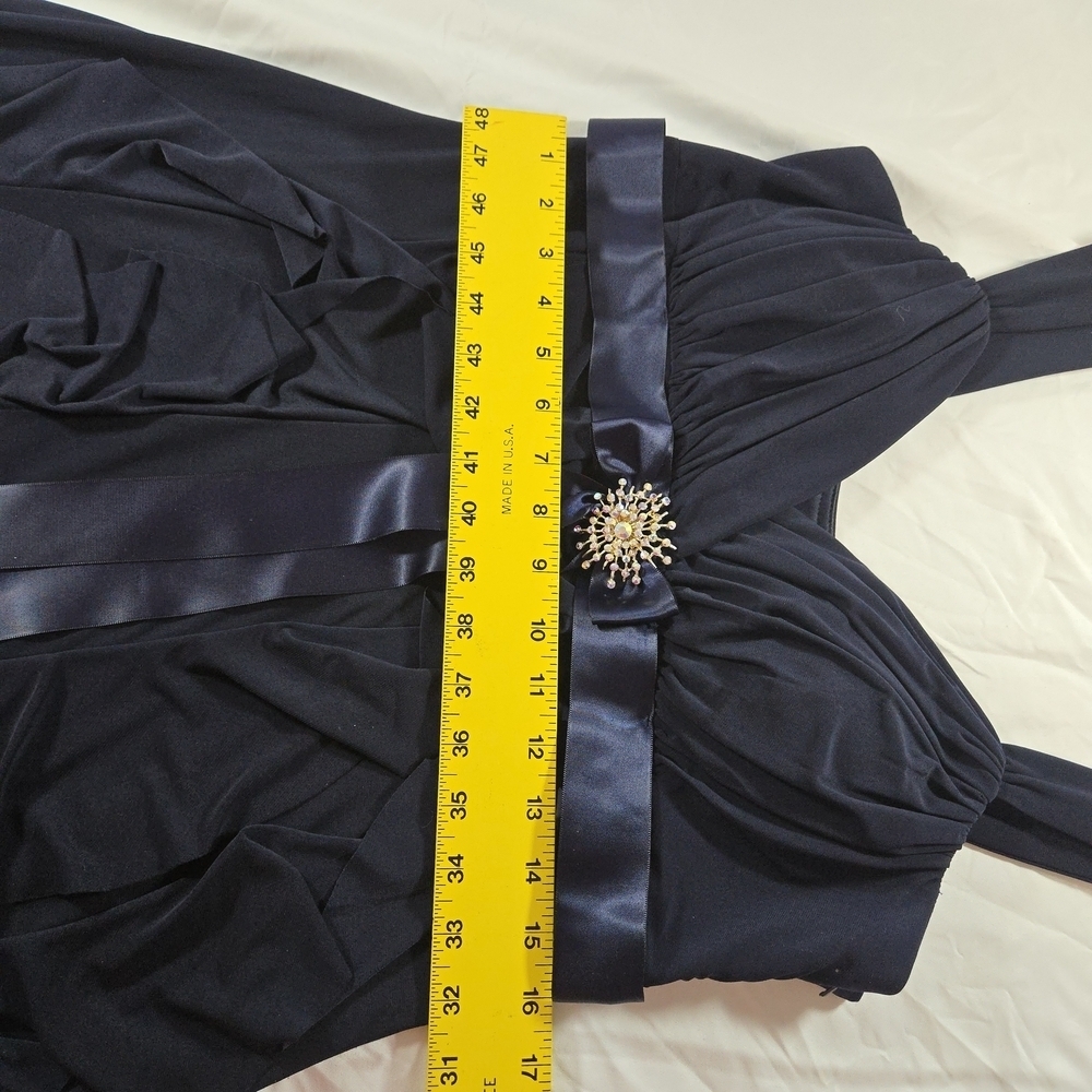 Dress Barn Elegant Navy Maxi Dress with Satin Bow - Picture 9 of 10